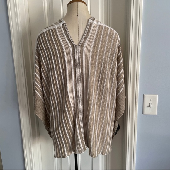 White + Warren XS / Small Poncho Top ~ Striped Linen Oversized Lagenlook Coastal - Picture 8 of 8